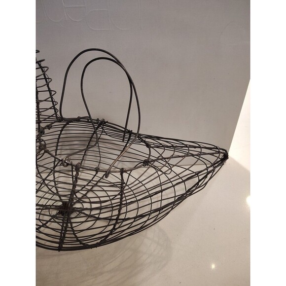 VTG Wire Egg Basket Hen Chicken Bird Metal Handles Farm Homestead 11.5 X 8.5” - Picture 4 of 8